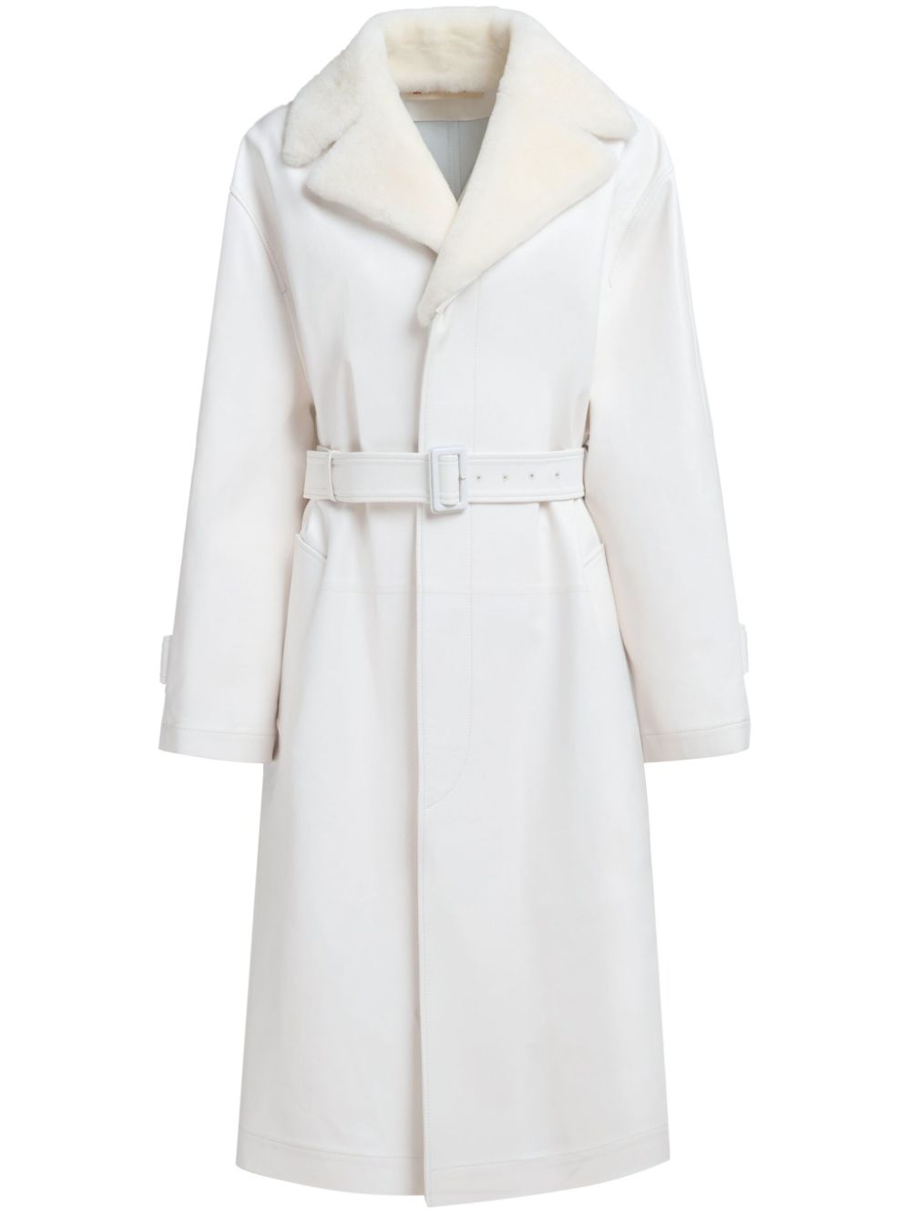 Marni belted leather coat - White