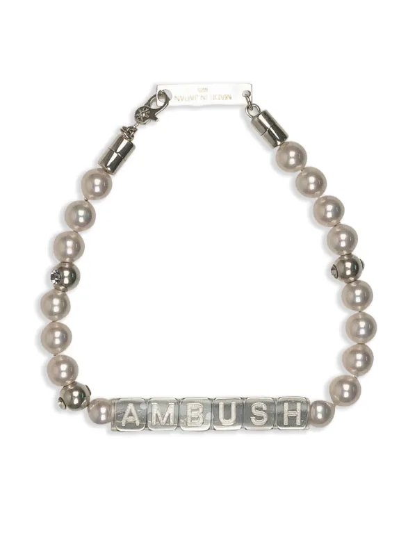 AMBUSH Pearl Letterblock Bracelet | Silver | FARFETCH GE