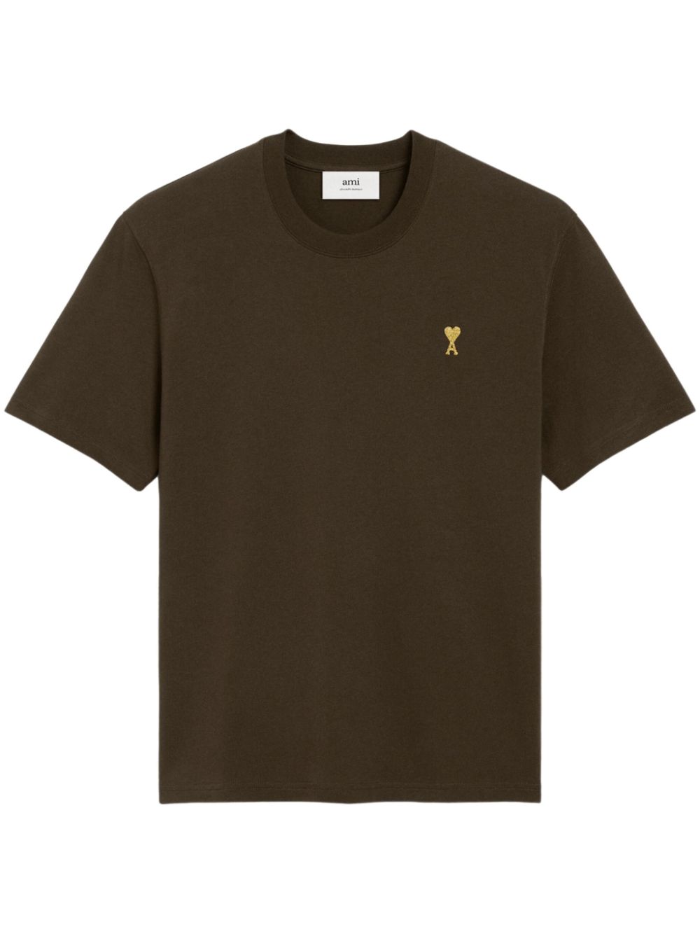 Ami Alexandre Mattiussi Logo-embroidered Cotton T-shirt In Brown