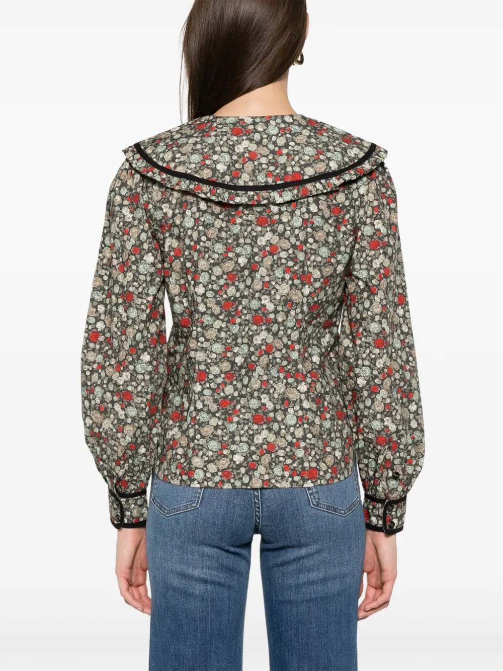 GANNI Blouse met bloemenprint Zwart