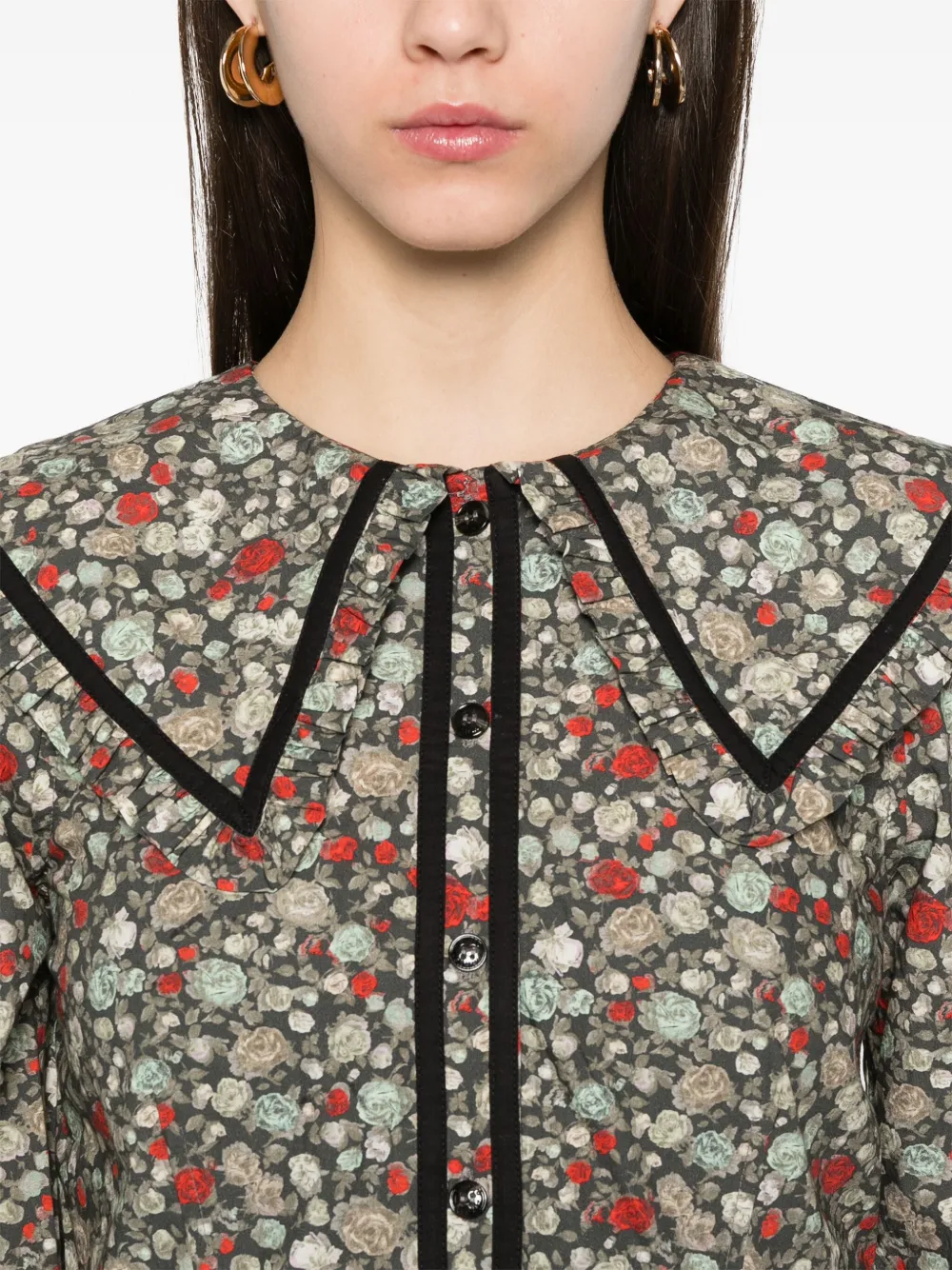 GANNI Blouse met bloemenprint Zwart