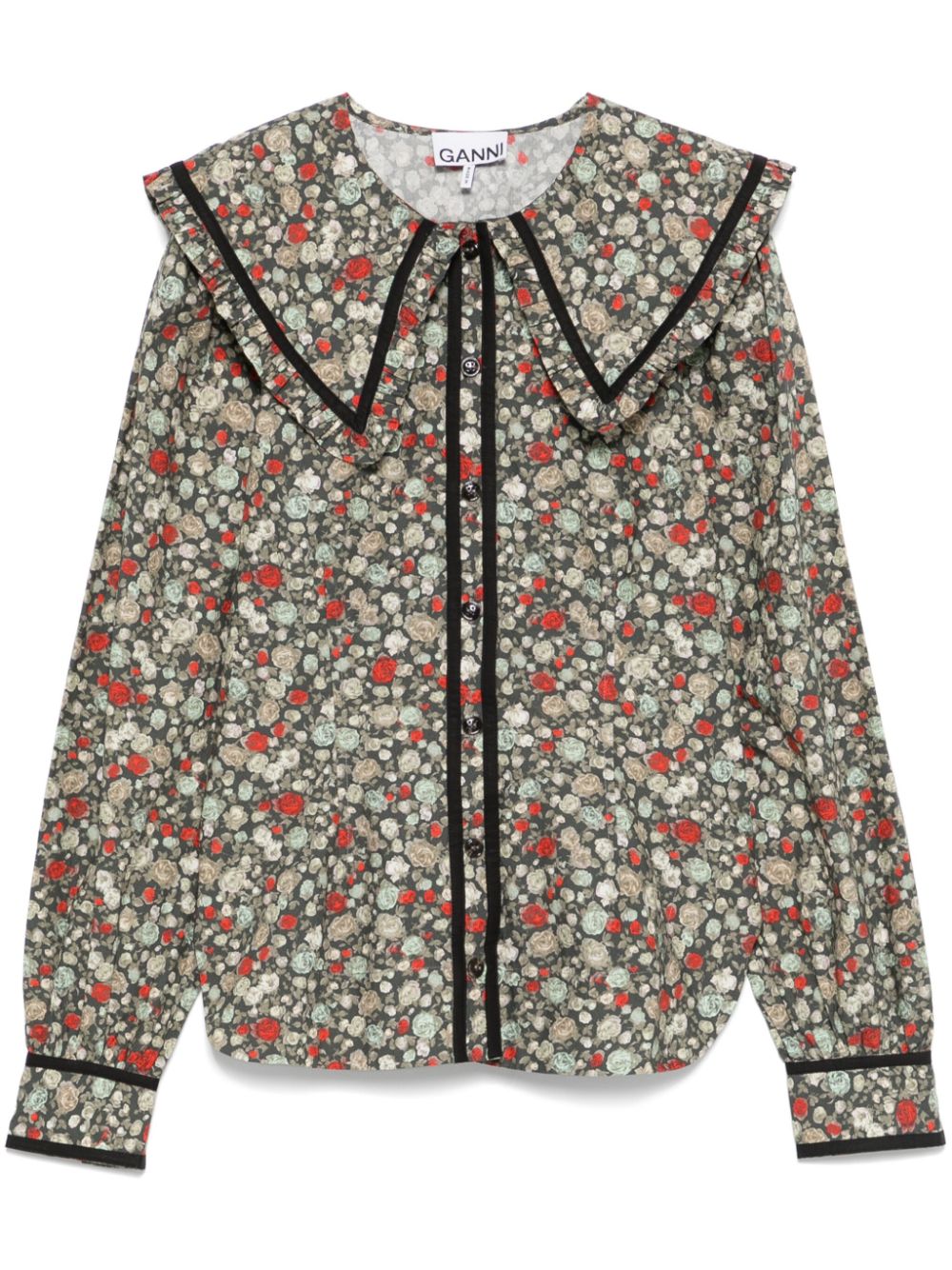 GANNI Blouse met bloemenprint Zwart