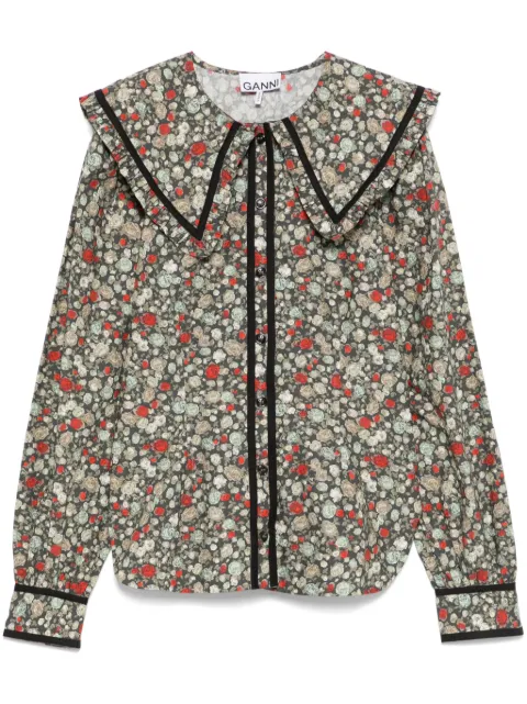 GANNI floral-printed cotton shirt