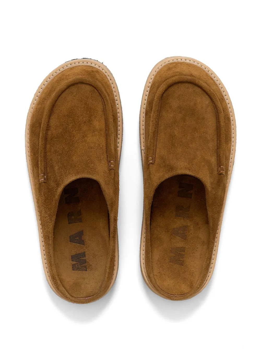 Marni calf suede clogs Brown