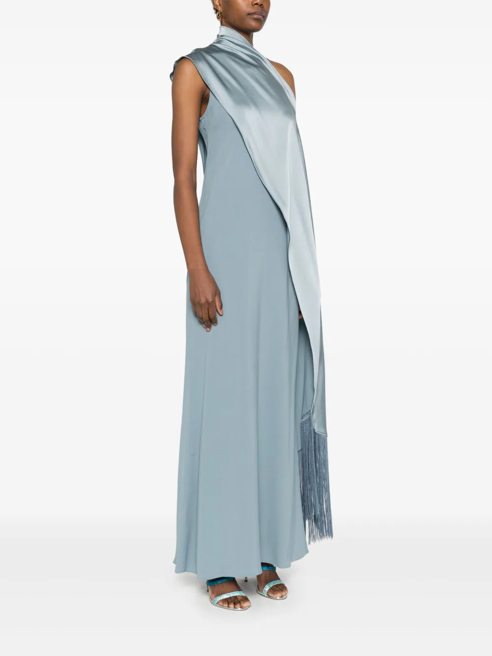 Taller Marmo Maxi-jurk met franje Blauw