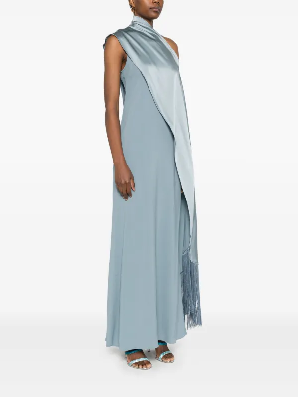 taller marmo blue dress Taller Marmo Blue Atlanta Fringed Dress