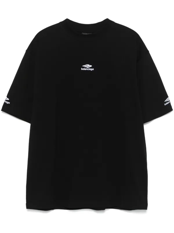 Balenciaga logo embroidered T shirt Black FARFETCH CA