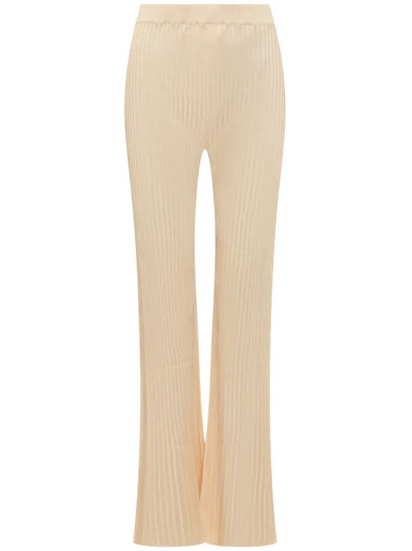 Jil Sander Ribbed-knit Trousers in Neutrals