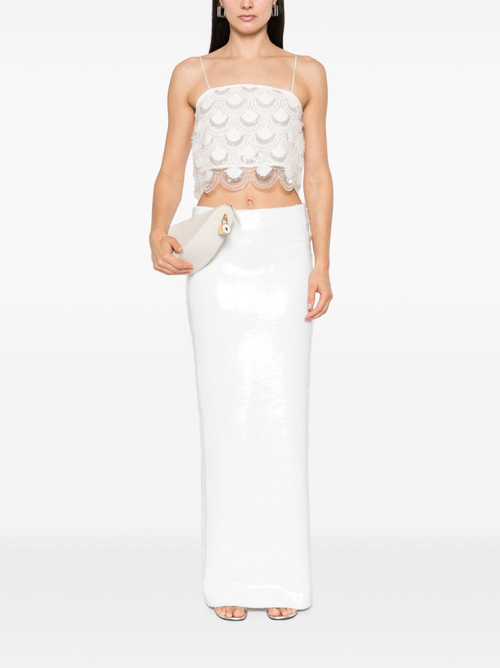 ROTATE BIRGER CHRISTENSEN sequinned crop top - Wit