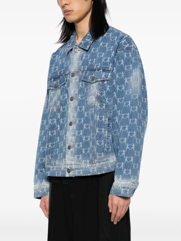 KidSuper jacquard-pattern Denim Jacket | Blue | FARFETCH JO