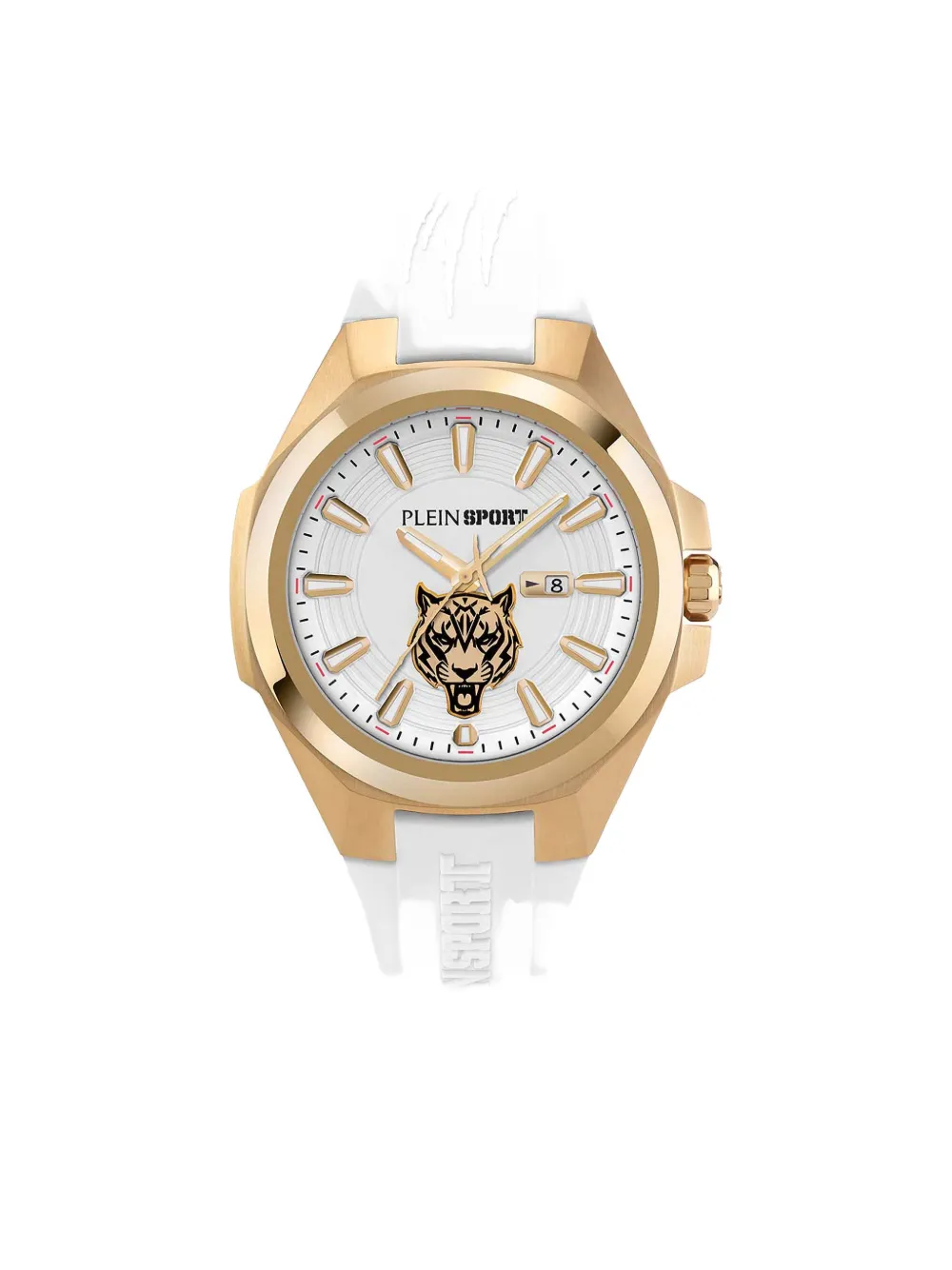 Plein Sport tiger-motif 44mm watch - Bianco