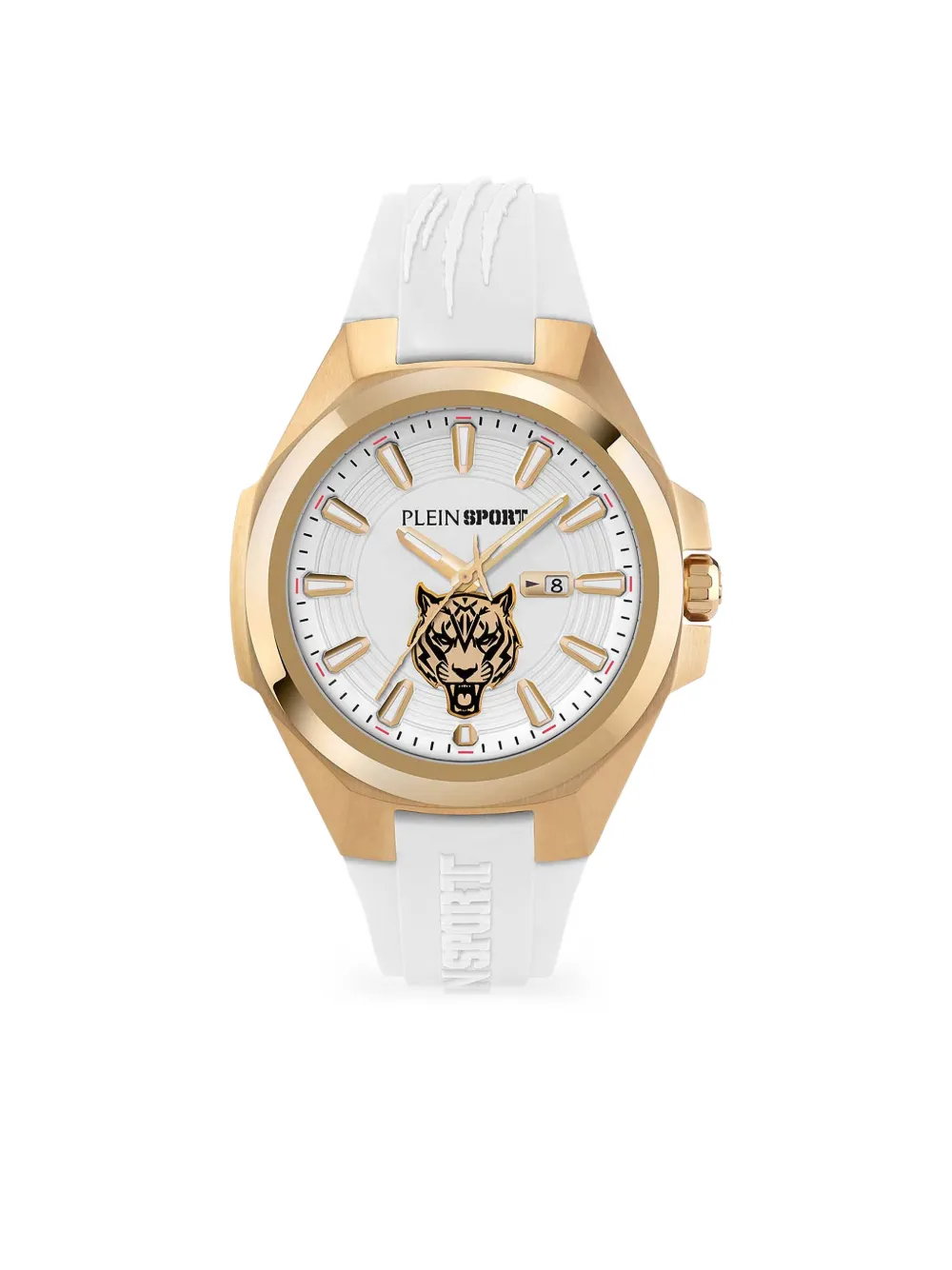 Plein Sport tiger-motif 44mm watch - Bianco