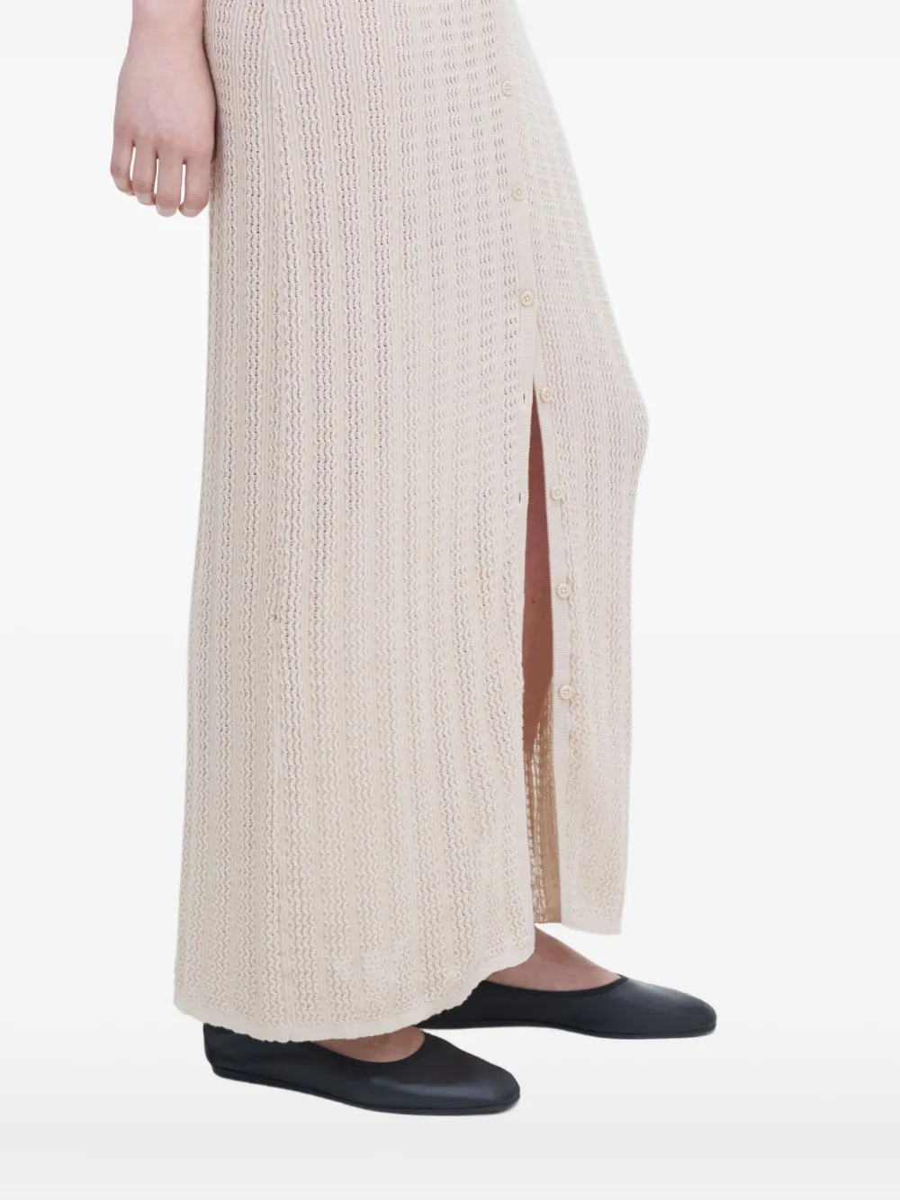 Filippa K Maxi-jurk met V-hals en knoopsluiting Beige