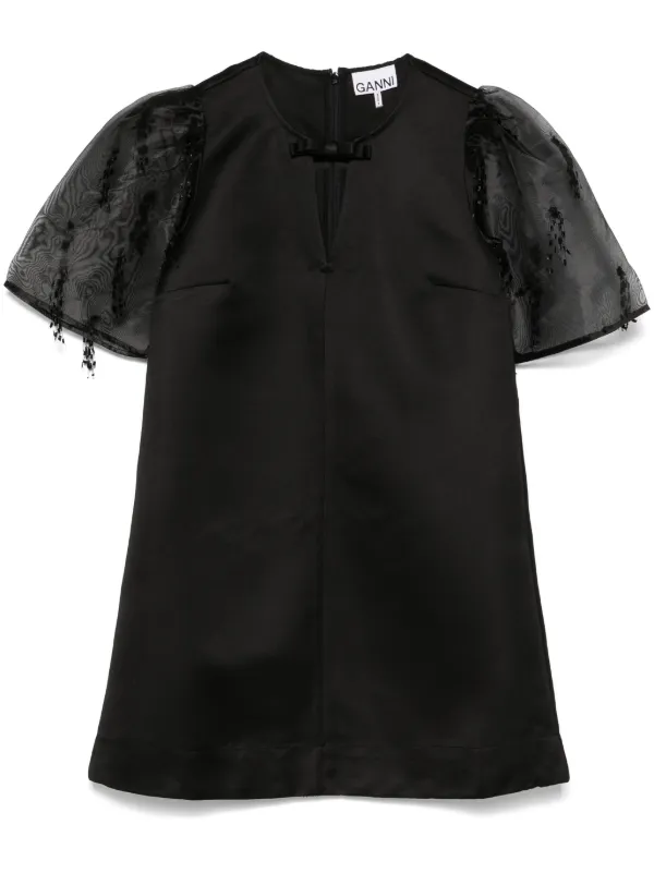 関税送料込♪GANNI/Organza Mini Dress GANNI Jacquard Organza mini-dress | Black | FARFETCH