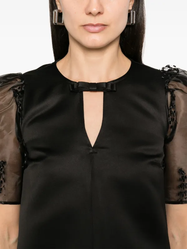 【GANNI】 Fringed Organza Mini Dress ブラック ミニドレス GANNI Fringed Organza Mini Dress | Black | FARFETCH