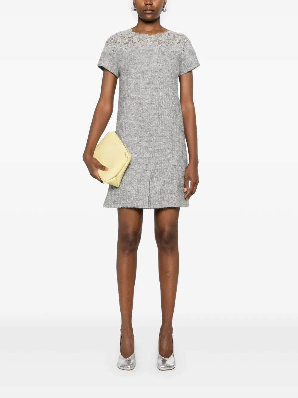Ermanno Scervino Fijngebreide mini-jurk - Grijs
