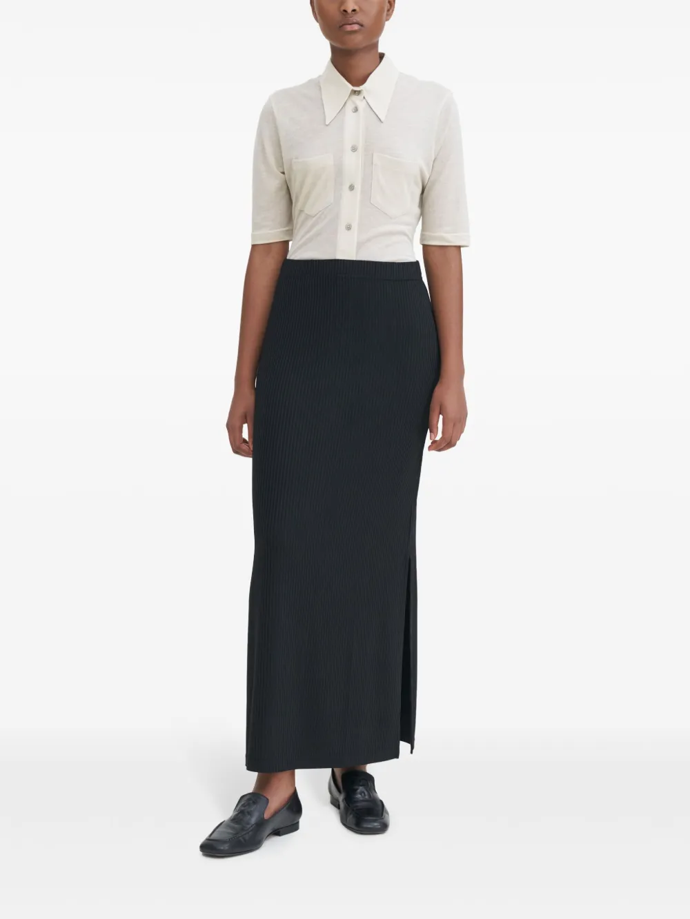 Filippa K Shiny Rib maxi-rok - Zwart