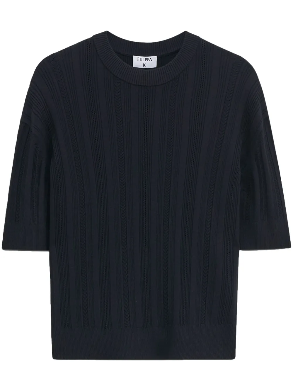 Filippa K T-shirt met gevlochten gebreide Zwart