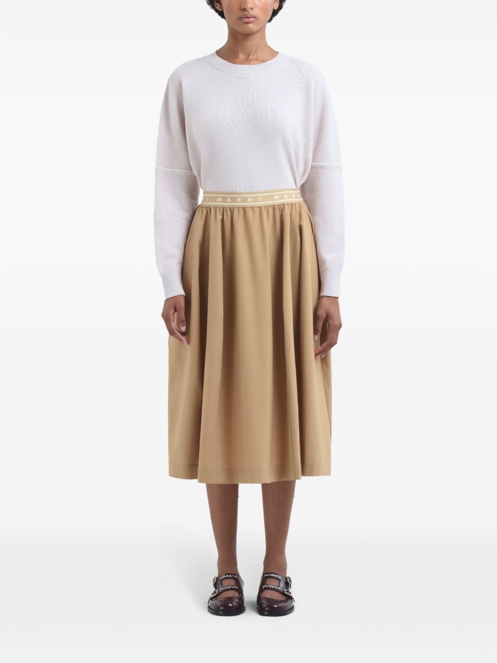 Marni Midi-rok met logoband Beige