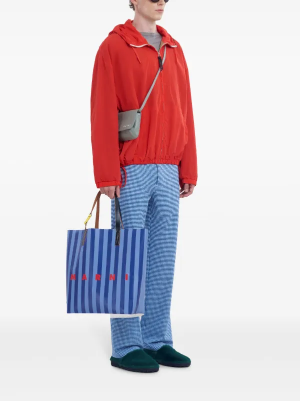 Marni logo-embroidered Hooded Jacket | Red | FARFETCH