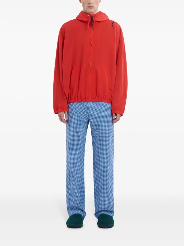 Marni logo-embroidered Hooded Jacket | Red | FARFETCH