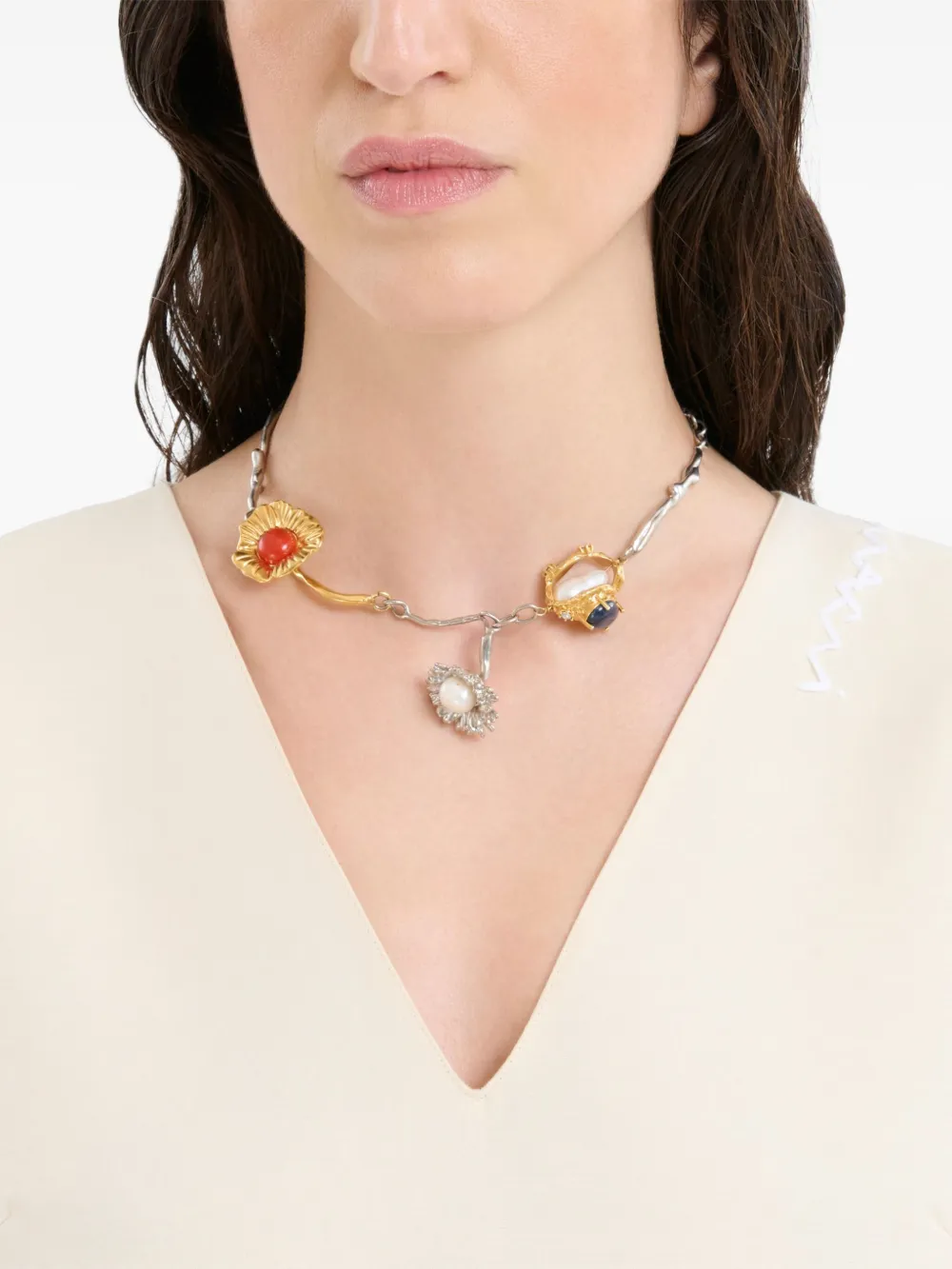 Marni Flower Charms Necklace | Silver | FARFETCH