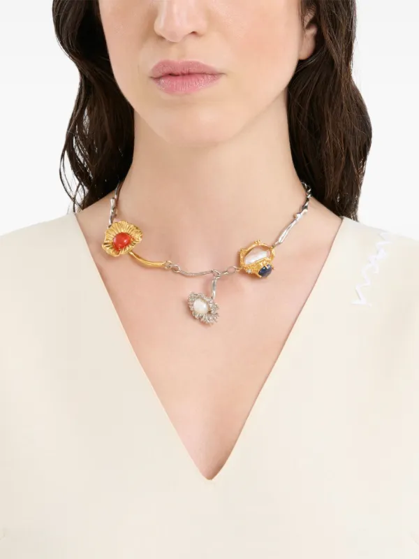 Marni フラワーチャーム ネックレス | シルバートーン | FARFETCH JP Marni フラワーチャーム ネックレス | シルバートーン | FARFETCH JP