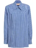 Marni gingham-check pleated shirt - Blue