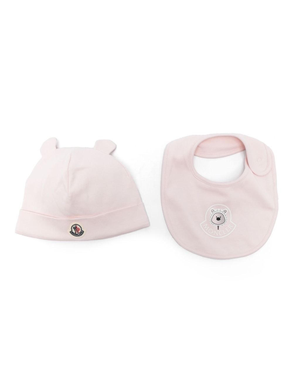 Moncler Enfant logo-patch hat set - Pink