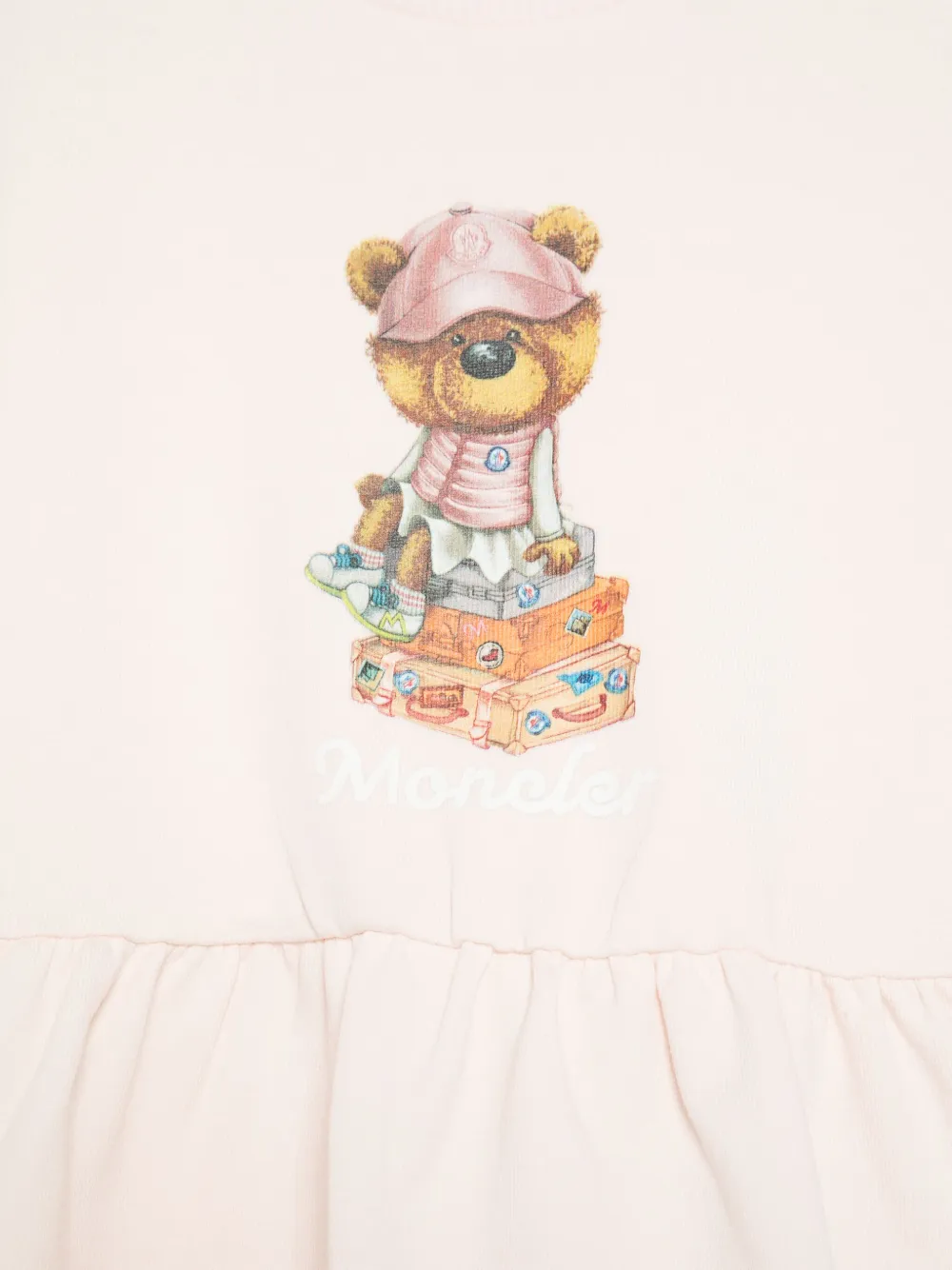 Moncler Enfant Jurk met teddybeerprint Roze