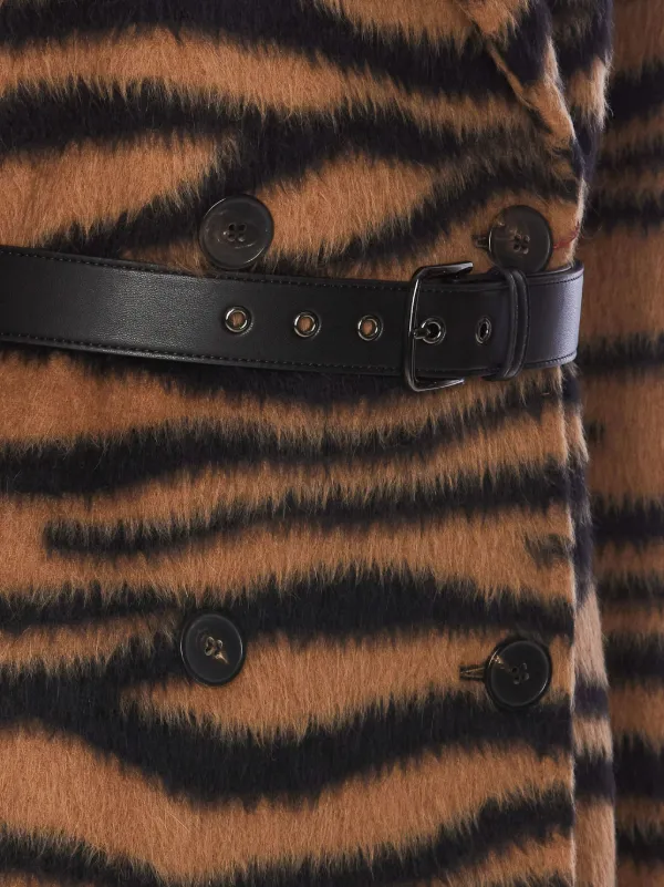 コート MAX MARA STUDIO  MAX MARA STUDIO Tiger Coat Max Mara Studio Vidim Belted Tiger-Printed Wool-Alpaca Coat