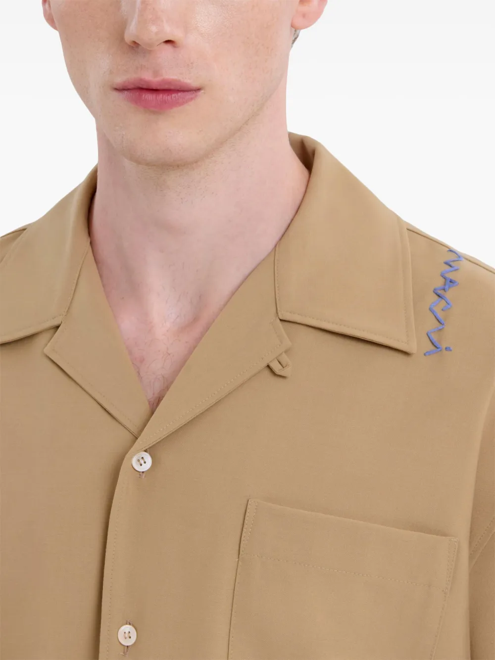 Marni Overhemd met geborduurd logo Beige