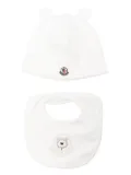 Moncler Enfant bear-motif bib and beanie set - White