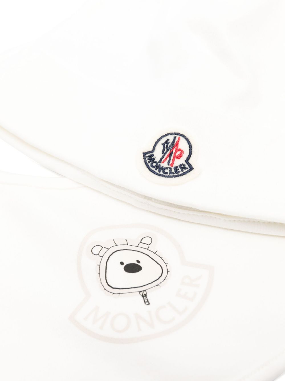 Moncler Enfant bear-motif bib and beanie set - Wit