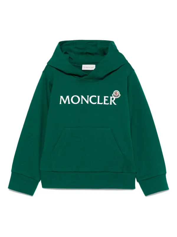 MONCLER ダークグリーン フード付きパーカー Moncler Enfant ロゴ パーカー | グリーン | FARFETCH JP