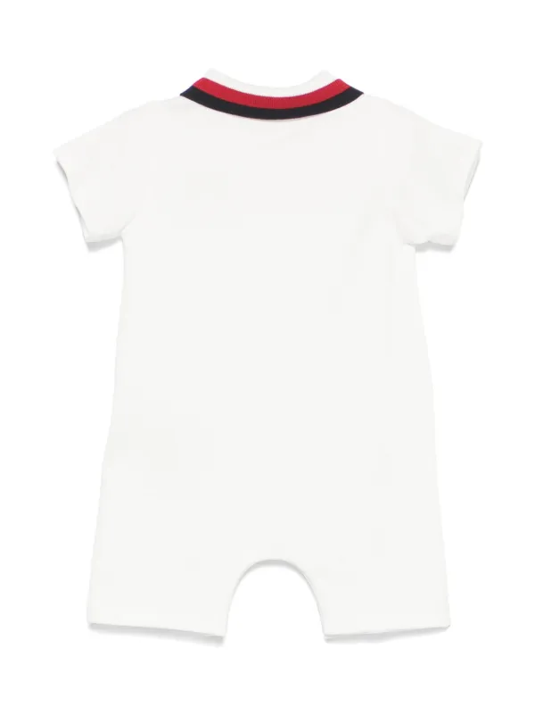 【国内発送・関税込】MONCLER ロゴパッチカバーオールロンパース Moncler Enfant ロゴパッチ ロンパース | ホワイト | FARFETCH JP