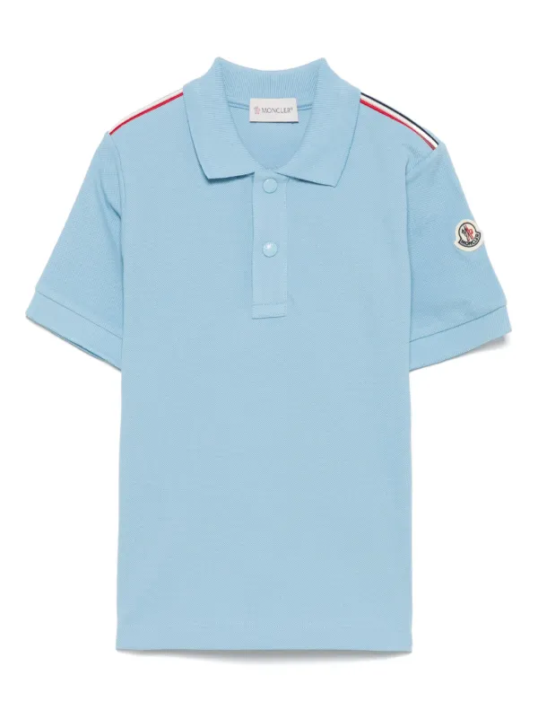 MONCLER ストライプ ポロシャツ Moncler Enfant ストライプエッジ ポロシャツ | ブルー | FARFETCH JP