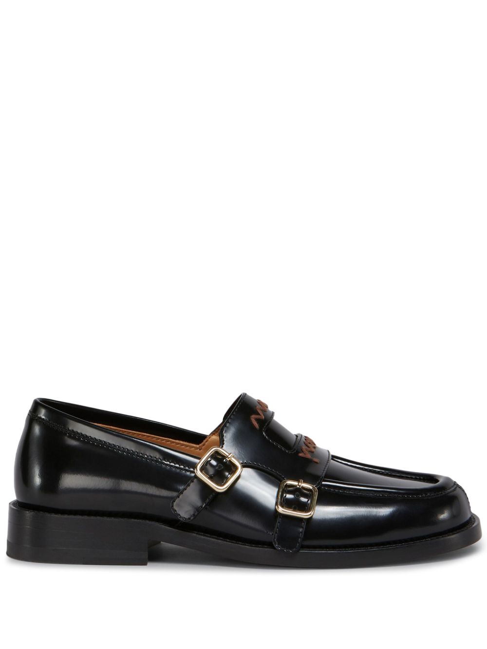 Marni Leren loafers Zwart