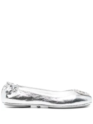 Tory Burch Minnie Travel Ballet Flats | Silver | FARFETCH