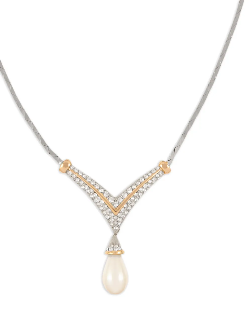 Christian Dior Pre-Owned 1980 teardrop pendant necklace - Zilver