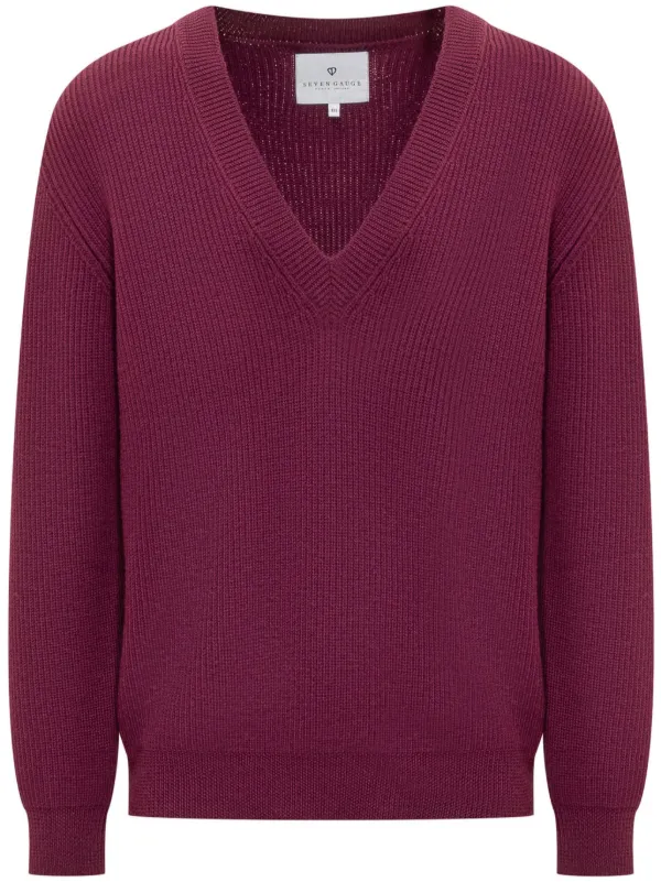 SEVEN GAUGE V-neck Jumper Red FARFETCH IN