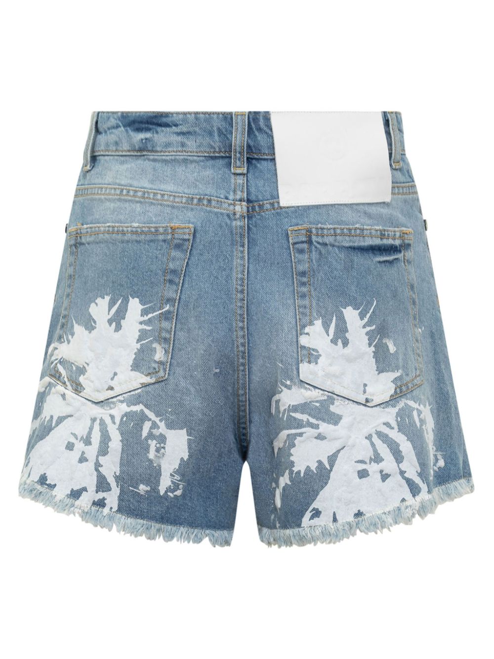 BARROW abstract-pattern print denim shorts - Blauw