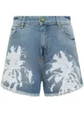 BARROW abstract-pattern print denim shorts - Blue