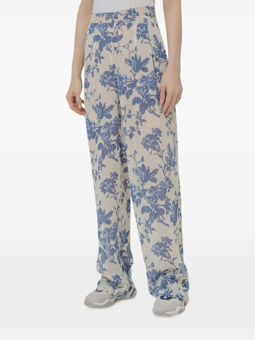 floral-print trousers