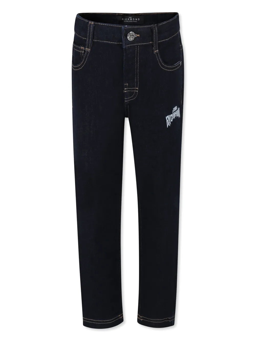 John Richmond Junior logo-embroidered jeans - Blue