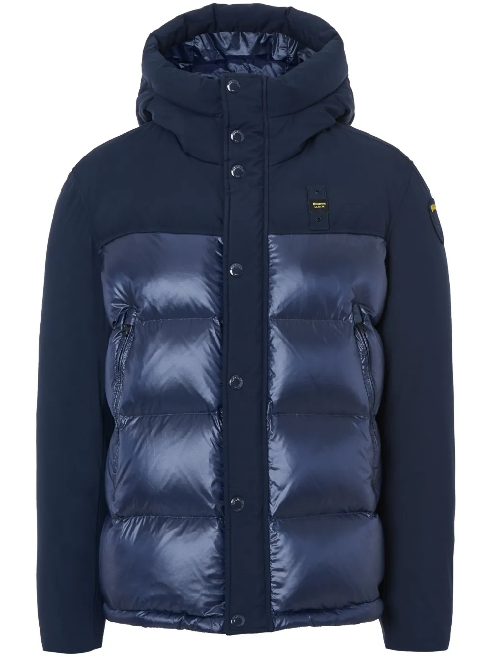 Blauer logo patch Padded Jacket Blue FARFETCH HK
