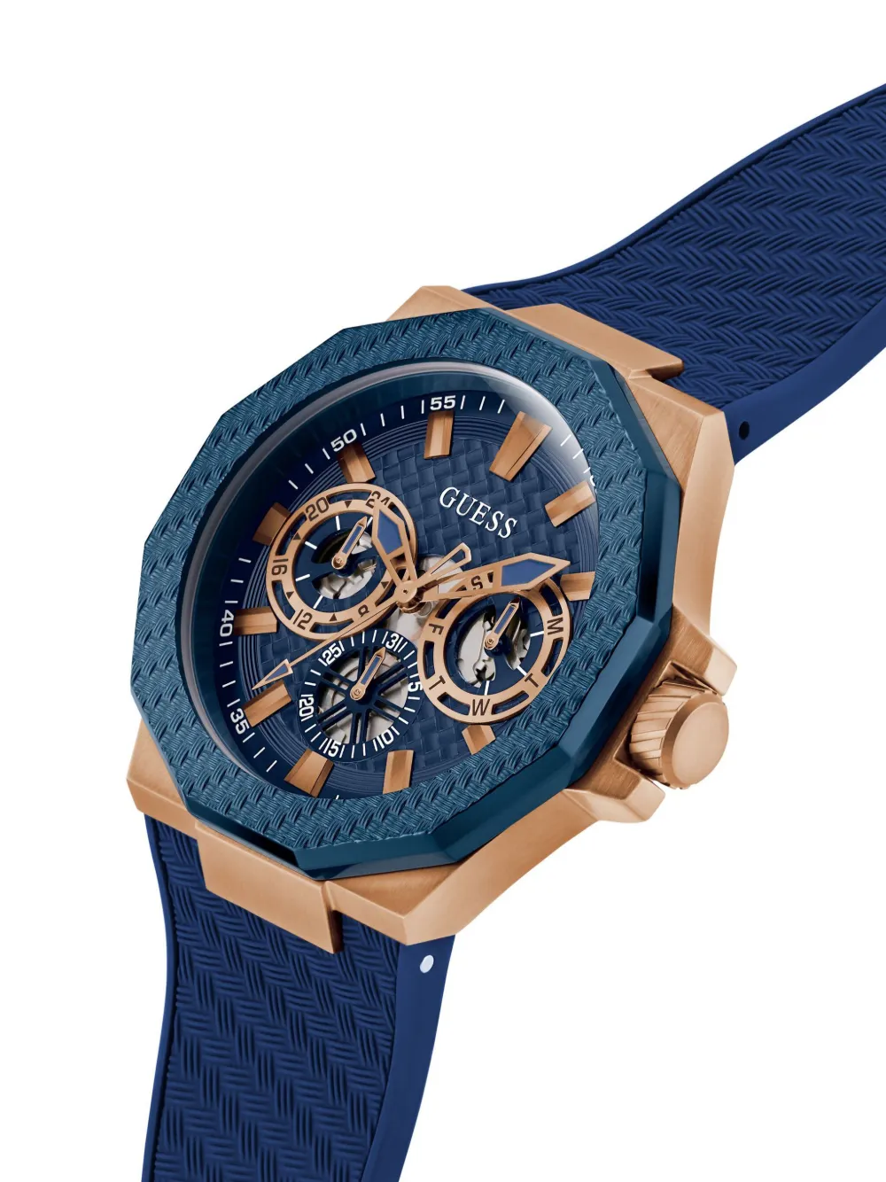 GUESS USA Horloge van gerecycled staal 45 mm - Blauw