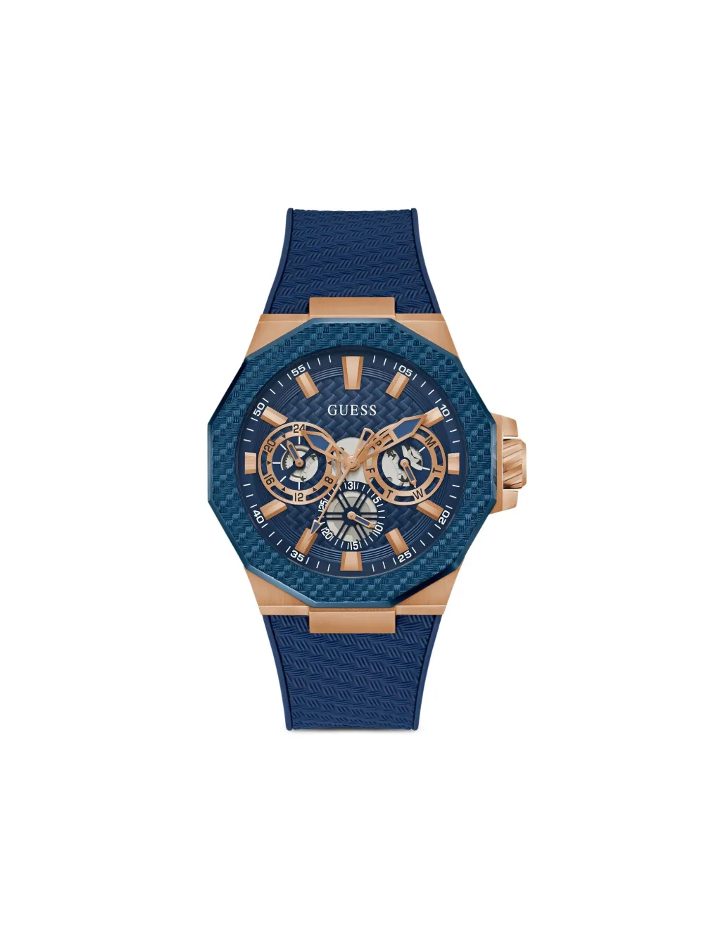 GUESS USA リサイクルスチール 45mm 腕時計 - ブルー GUESS USA リサイクルスチール 45mm 腕時計 - ブルー