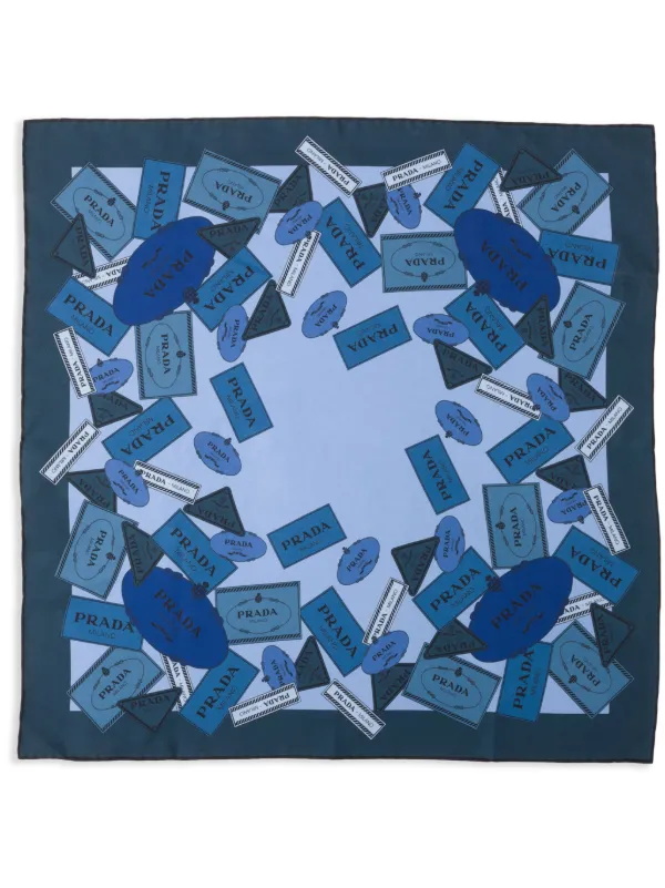 スカーフ PRADA Silk scarf Blue Prada Printed Twill Scarf | Blue | FARFETCH