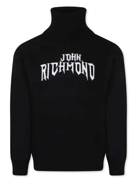 John Richmond Junior logo-jacquard sweater